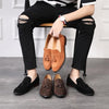 Men Leather Shoes Suede Tassels Slip-on Peas Shoes, Size:47(Black)