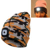 Unisex Warm Winter Polyacrylonitrile Knit Hat Adult Head Cap with 4 LED Lights, Button Battery (Gold)