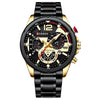 Curren 8395 Calendar Six-Hand Steel Strap Men Quartz Watch, Color: Golden Shell Black