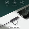 1m MFI 2 in 1 8 pin + Micro USB 2.0 Male to USB Data Sync Charging Cable(White)