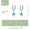 S925 Sterling Silver Rhombus Turquoise Women Earrings