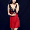 Sexy Women Lace Casual Sleepwear Summer Sleep Dress, Size:L(Wine Red)