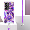For Samsung Galaxy S25 Ultra 5G Electroplating IMD Splicing Dual-side Marble TPU Phone Case with Lanyard(Dark Purple)