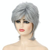 Short Hair Female Wigs Fluffy Fiber Set(Silver White)