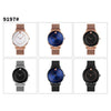 SKMEI 9197 Simple Non-scale Dial Metal Mesh Belt Quartz Watch for Ladies(Rose Gold Blue Surface)