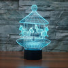 Carousel Black Base Creative 3D LED Decorative Night Light, Powered by USB and Battery