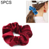 5 PCS Velvet Solid Color Elastic Hair Bands Ponytail Holder Scrunchies Tie Hair Rubber Band Headband(Red)