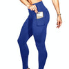 Yoga Pants With Pockets Women Sport Leggings Jogging Workout Running Leggings Stretch High Elastic Gym Tights Women Legging XL, Size:XL (Blue)