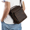 6479 Men Casual Large-Capacity One-Shoulder Messenger Leather Bag(Crazy Horse Texture Red Brown)