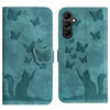 For Samsung Galaxy A26 5G Butterfly Cat Embossing Flip Leather Phone Case(Wathet)