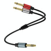 0.3m Gold Plated 6.35mm Male Dual Sound TRS Stereo to 2 x 6.35mm Male TS Mono Y Splitter Adapter Audio Cable(Black)