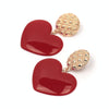 Peach Heart Earrings Retro Series Acrylic Stud Earrings for Women(Red)