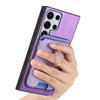For Samsung Galaxy S25 Ultra 5G Retro Cross Leather Ring Vertical Insert Card Bag MagSafe Phone Case(Purple)