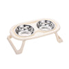 Collapsible Double Pet Bowl, Stainless Steel White, Cat & Dog