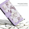For iPhone 13 Pro Floral Pattern Leather Phone Case with Lanyard(Light Purple)