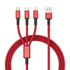 Braided 3A 3 in 1 USB to Type-C / 8 Pin / Micro USB Fast Charging Cable, Cable Length: 1.2m(Red)