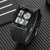 SKMEI 1967 Stainless Steel Buckle PU Strap Waterproof Electronic Watch(Black and Black Machine)