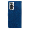 For Redmi Note 10 Pro 4G Lace Floral Embossed Magnetic Buckle PU Phone Case With Wrist Strap(Blue)