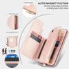 For Samsung Galaxy A15 4G / 5G Double Flap Zipper RFID Leather Phone Case with Short Lanyard(Rose Gold)