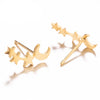 Simple Moon Star Stud Earrings for Women Birthday Gift Jewelry(Gold)