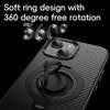 For iPhone 15 Carbon Fiber MagSafe Phone Case with 360 Degree Rotating Holder(Black Gold)