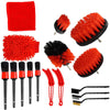 16 PCS / Set Car Washing Tool Brush Drill Cleaning Brush Tire Cleaning Floor Brush(Red)