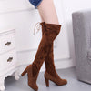 Ladies Over-the-knee Boots Frosted Leather Thick High Heel Boots, Size: 36(Brown)