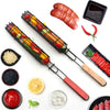 2 PCS Hot Dog Barbecue Cage Sausage Barbecue Clip Barbecue Clip Mesh Wooden Handle Barbecue Mesh Rack, Color:Red