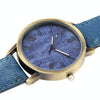 Denim Texture Style Round Dial Retro Digital Display Women & Men Quartz Watch with PU Leather Band(Blue)