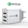 SDC-30W 2 in 1 USB to 8 Pin Data Cable + 30W QC 3.0 USB + 2.4A Dual USB 2.0 Ports Mobile Phone Tablet PC Universal Quick Charger Travel Charger Set, EU Plug