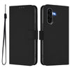 For Samsung Galaxy A56 5G Skin Feel Solid Color Leather Phone Case with Lanyard(Black)