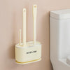 3 In 1 No Punch Wall Mounted Toilet Brush Household TPR Bristles Bathroom Cleaning Brush With Base(Cream)