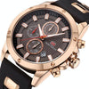 MINI FOCUS MF0089G Waterproof Quartz Watch Luminous Men Sports Watch(Coffee Surface Gold Shell Black Belt)