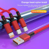 Braided 3A 3 in 1 USB to Type-C / 8 Pin / Micro USB Fast Charging Cable, Cable Length: 1.2m(Blue)