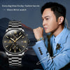 OLEVS 2886 Men Sports Chronograph Waterproof Luminous Quartz Watch(Black Gold Steel Strip)