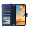 For Samsung Galaxy S22+ 5G Nine-card Slots Zipper Wallet Bag Leather Phone Case(Blue)