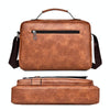 WEIXIER Men Shoulder Bag Retro Leather Laptop Business Casual Bag(Horizontal Light Brown)