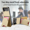 For Samsung Galaxy Z Flip4 Twill Fabric Leather Skin Card Bag Magnetic Back Phone Case(Khaki)