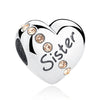 S925 Sterling Silver Heart Sister Letter Beads DIY Bracelet Necklace Accessories