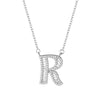 Women Fashion S925 Sterling Silver English Alphabet Pendant Necklace, Style:R