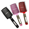Retro Boar Bristles Hairdressing Big Curved Comb Curly Hair Massage Comb(Red)