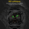 OCHSTIN 6123B Multifunctional Quartz Waterproof Luminous Steel Strap Men Watch(Black 02)