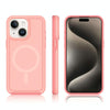 For iPhone 15 Shockproof MagSafe Armor PC Hybrid TPU Phone Case(Light Pink+Coral Red)