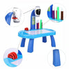Intelligent Children Projector Early Education Learning Drawing Board Game Puzzle Painting Toy Set(Painting Table - Blue)