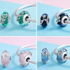 S925 Sterling Silver  Seasons Colored Glass Beads DIY Bracelet Accessories(Light Blue)