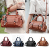 048 Pebbled Leather Multi-compartment Handbag Large Capacity Crossbody Shoulder Bag(Brown)