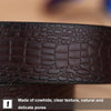 115cm Crocodile Pattern Leather Men Business Belt Without Buckle(Black)