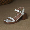 Summer Platform Mid Heel Open Toe Sandals, Size: 37(White)