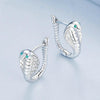 BSE728 Sterling Silver S925 White Gold Plated Zirconia Cobra Earrings