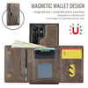 For Samsung Galaxy S24 Ultra 5G DG.MING M6 Series RFID Tri-fold Card Bag Removable Leather Phone Case(Coffee)